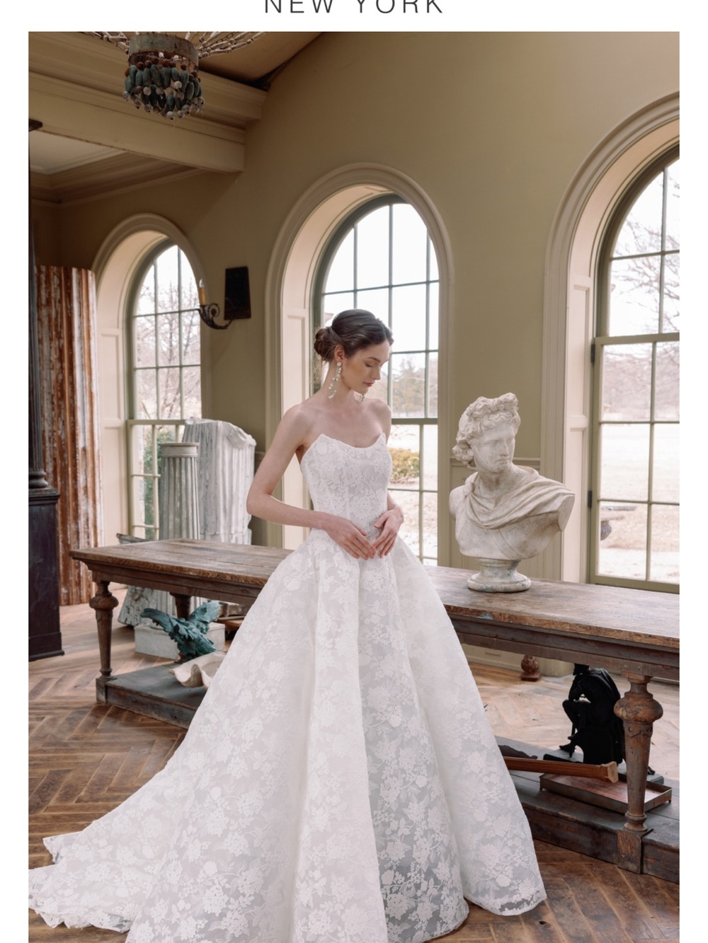 Strapless White Lace A-Line Wedding Dress